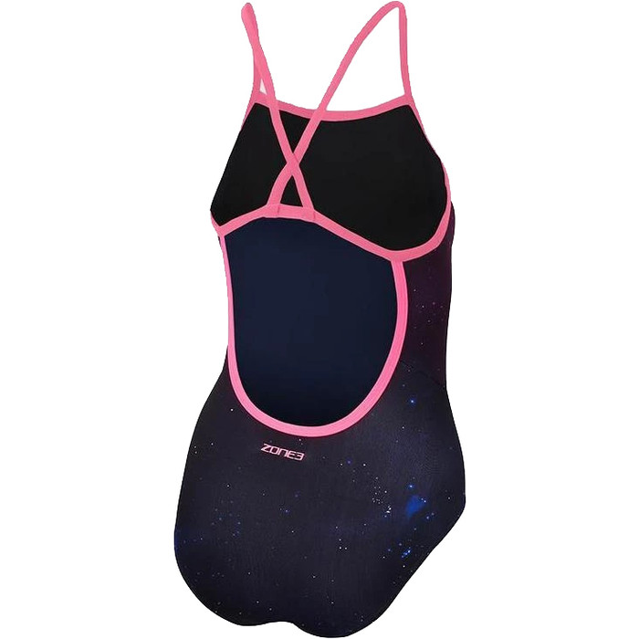 2023 Zone3 Cosmic 2.0 Colour Blast Strap Back Swimsuit SW18WCOS - Colour Blast / Fluro Pink